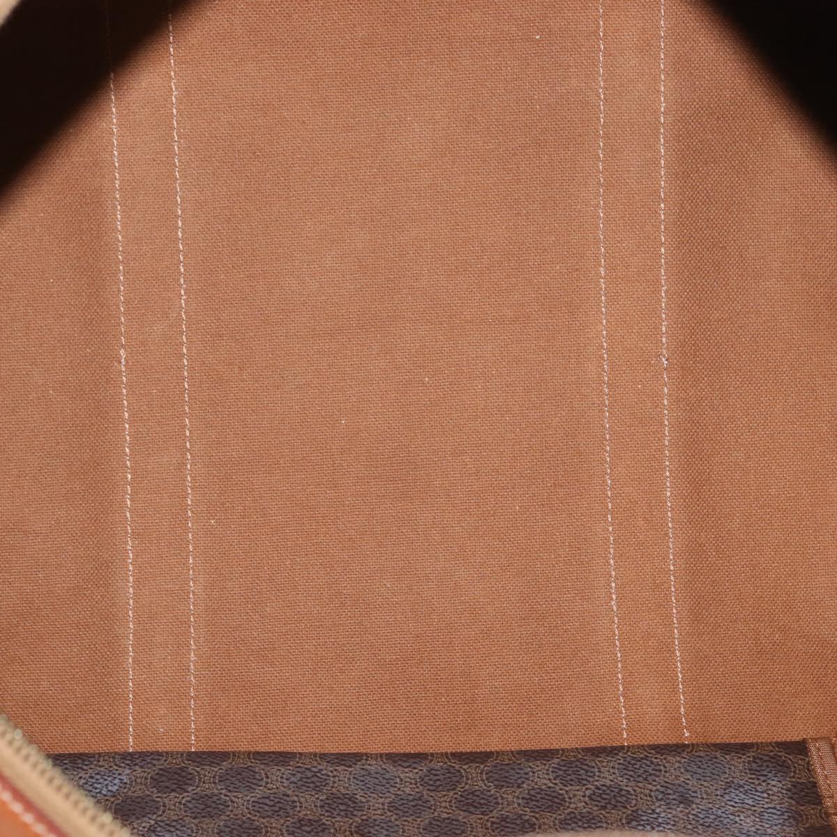 CELINE Macadam Canvas Boston Bag PVC Brown Gold Auth 152577