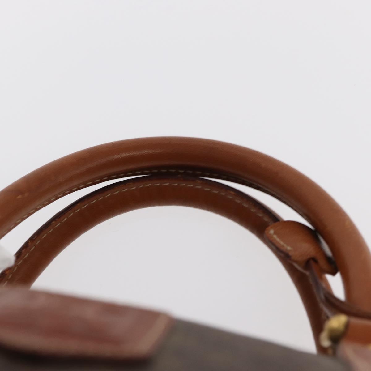 CELINE Macadam Canvas Boston Bag PVC Brown Gold Auth 152577