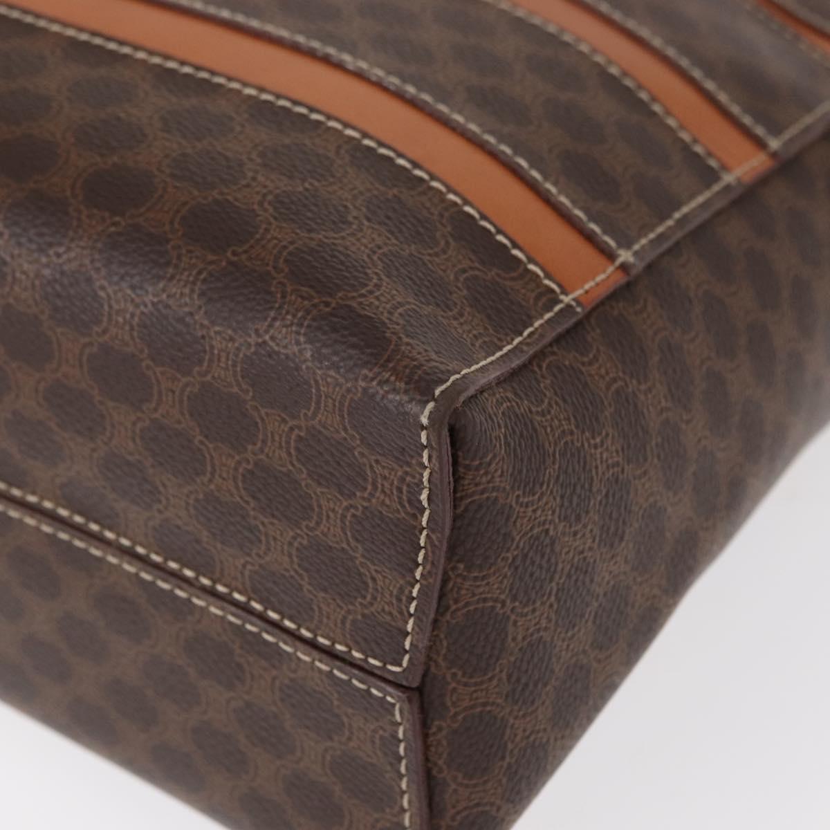 CELINE Macadam Canvas Hand Bag PVC Leather Brown Gold Auth 152578