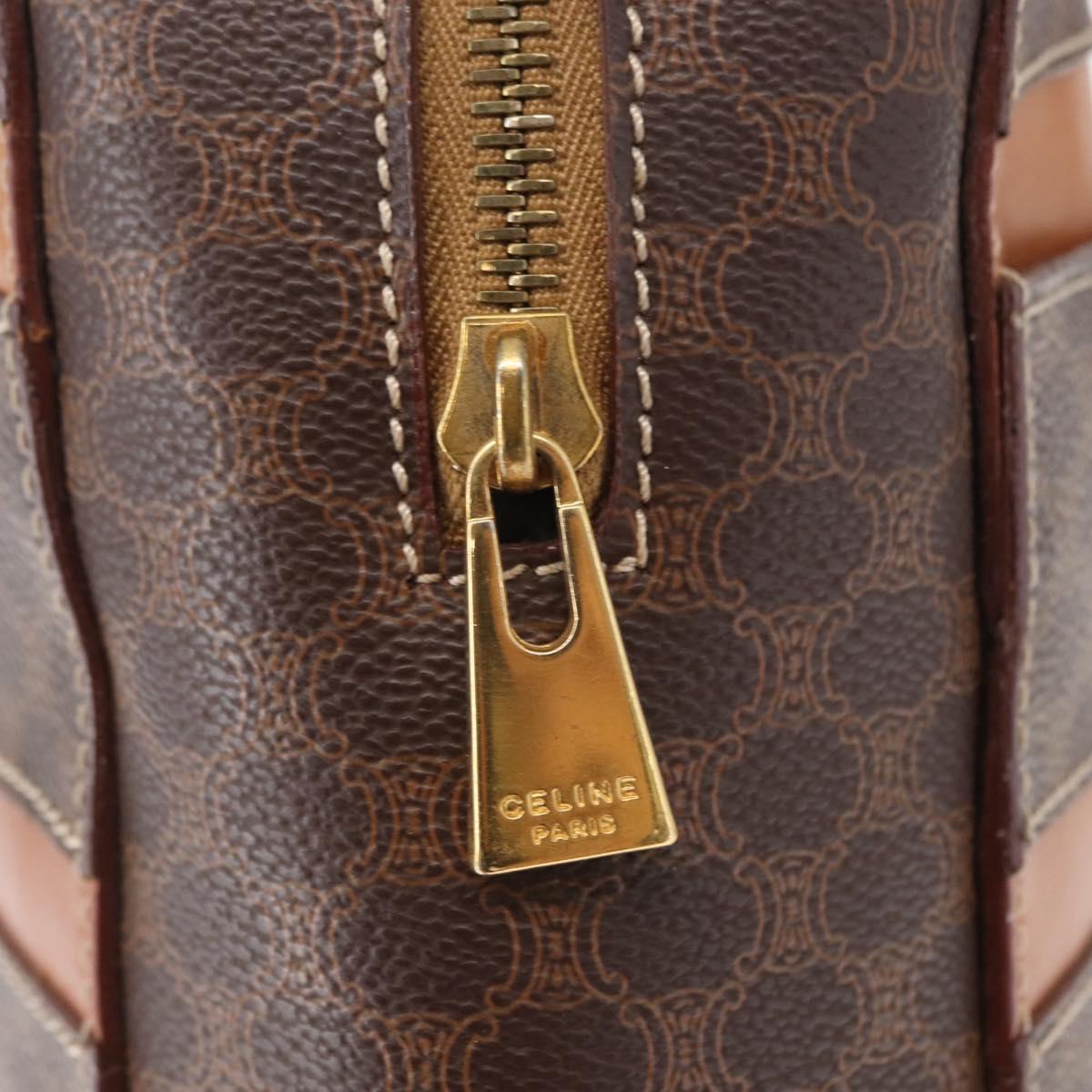 CELINE Macadam Canvas Hand Bag PVC Leather Brown Gold Auth 152578