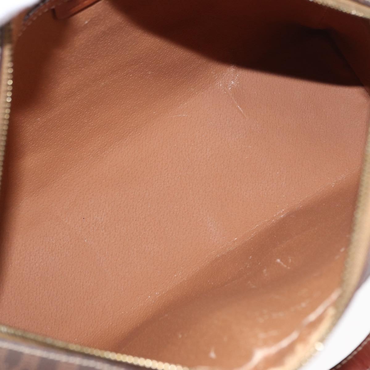 CELINE Macadam Canvas Hand Bag PVC Leather Brown Gold Auth 152578