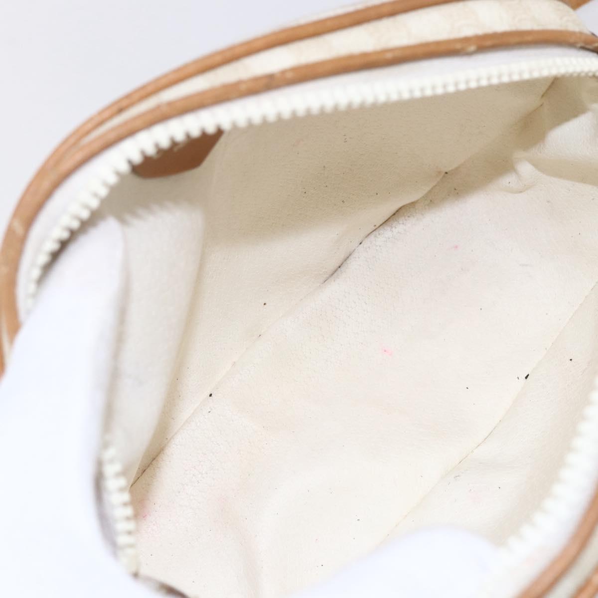 CELINE Macadam Canvas Shoulder Bag PVC Leather White Gold Auth 152580