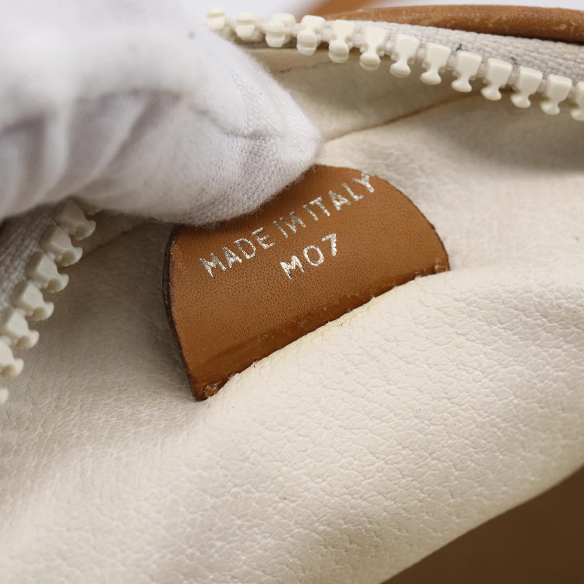 CELINE Macadam Canvas Shoulder Bag PVC Leather White Gold Auth 152580