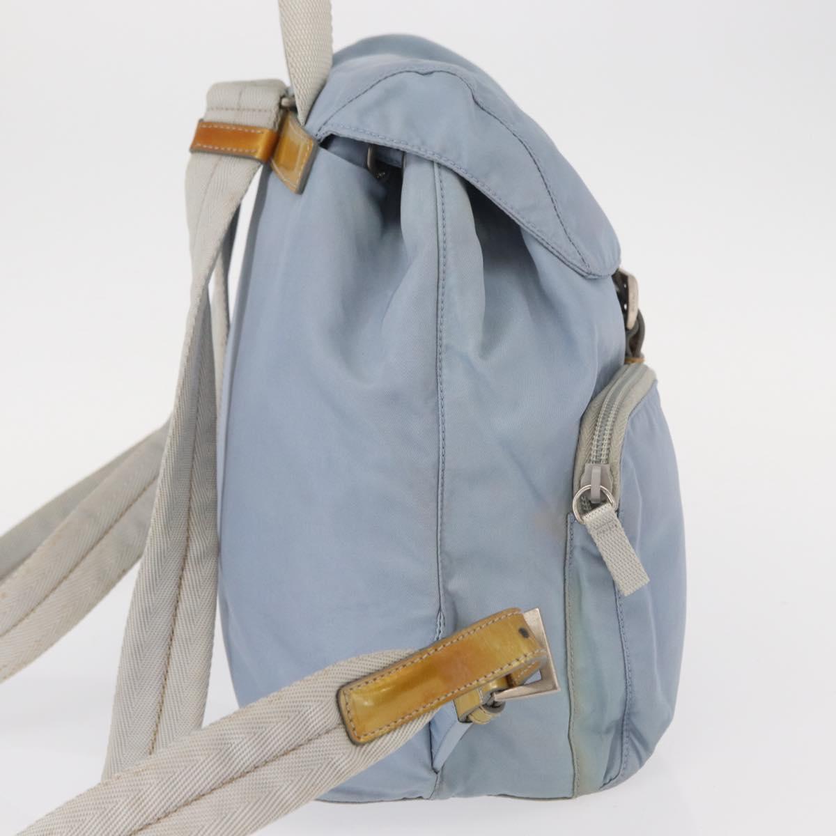 PRADA Backpack Nylon Light Blue Silver Auth 152581