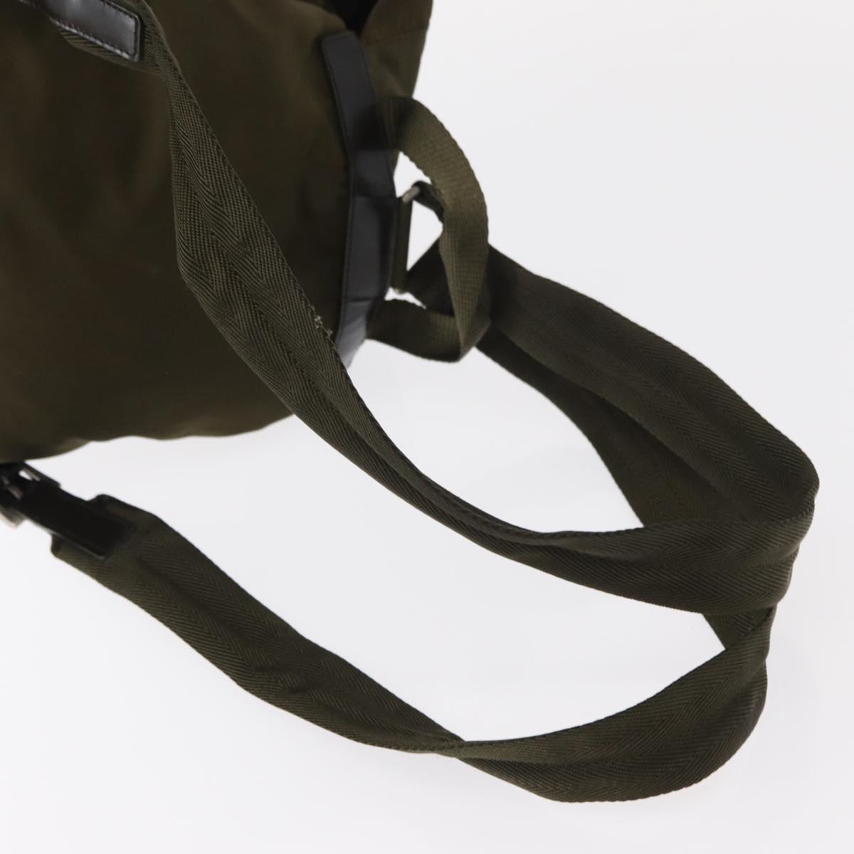 PRADA Backpack Nylon Khaki Silver Auth 152582