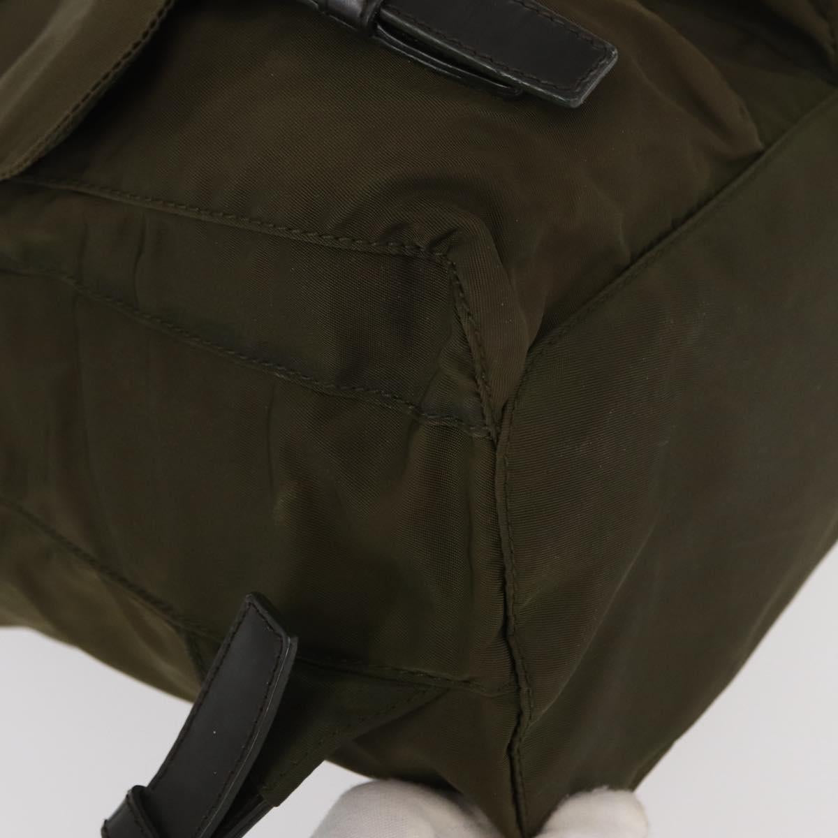 PRADA Backpack Nylon Khaki Silver Auth 152582