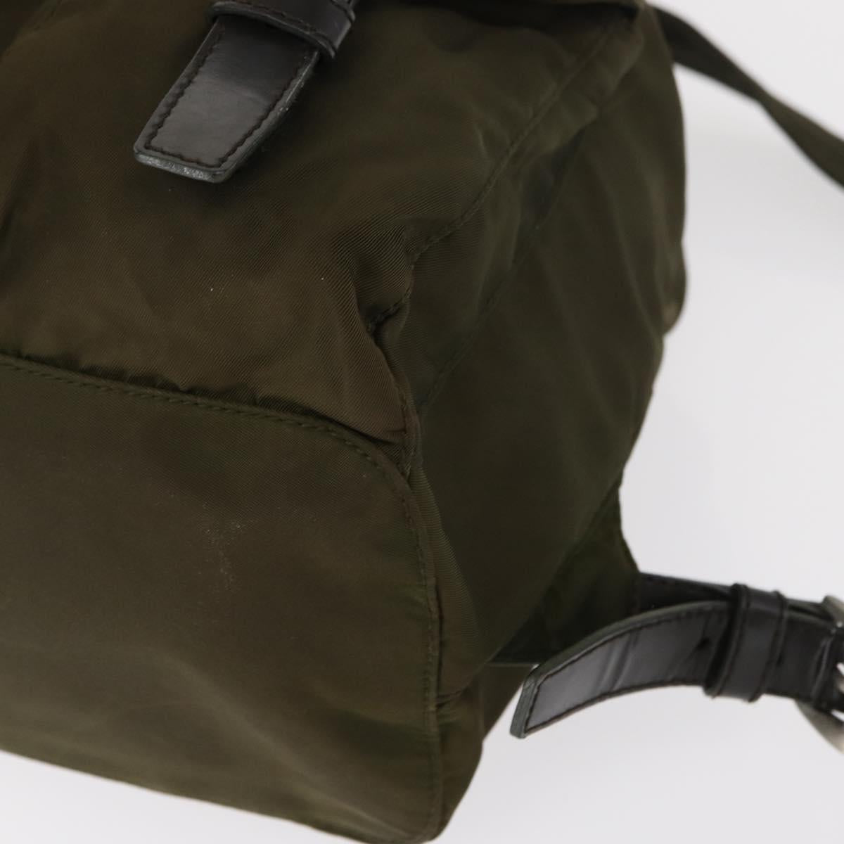 PRADA Backpack Nylon Khaki Silver Auth 152582