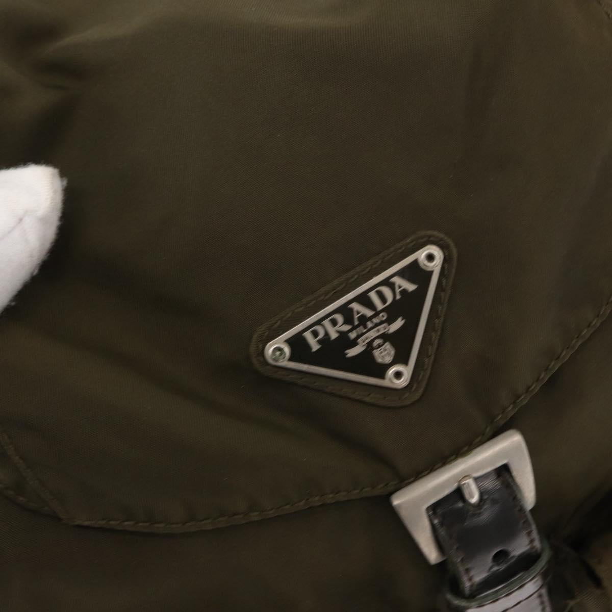 PRADA Backpack Nylon Khaki Silver Auth 152582