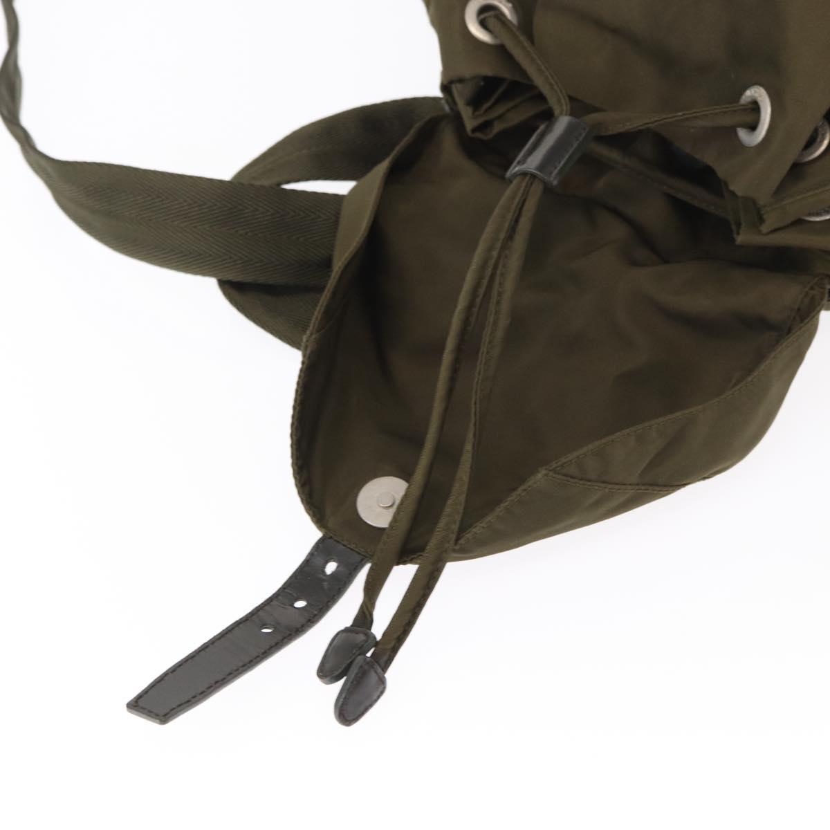 PRADA Backpack Nylon Khaki Silver Auth 152582