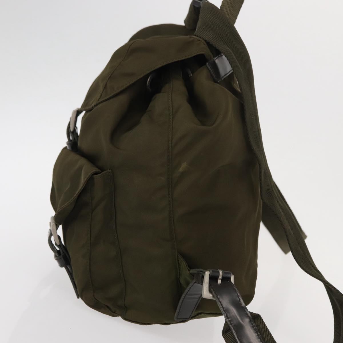 PRADA Backpack Nylon Khaki Silver Auth 152582