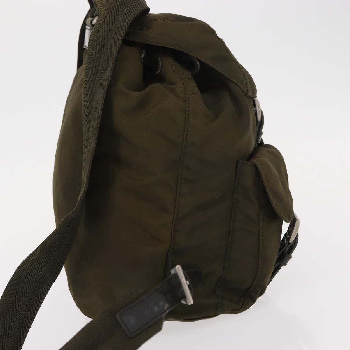 PRADA Backpack Nylon Khaki Silver Auth 152582