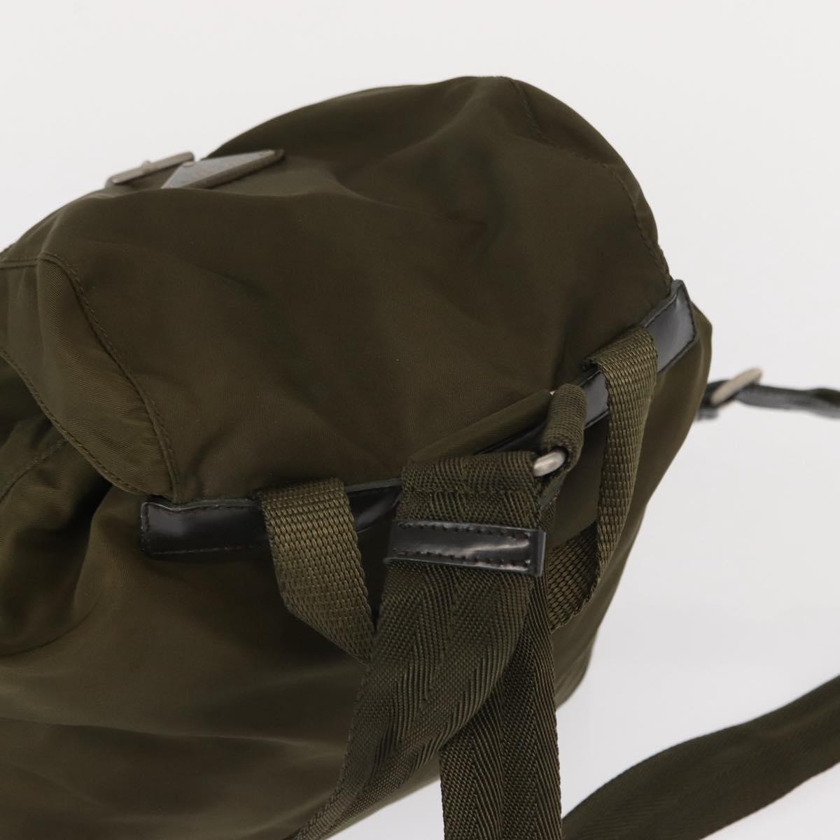 PRADA Backpack Nylon Khaki Silver Auth 152582