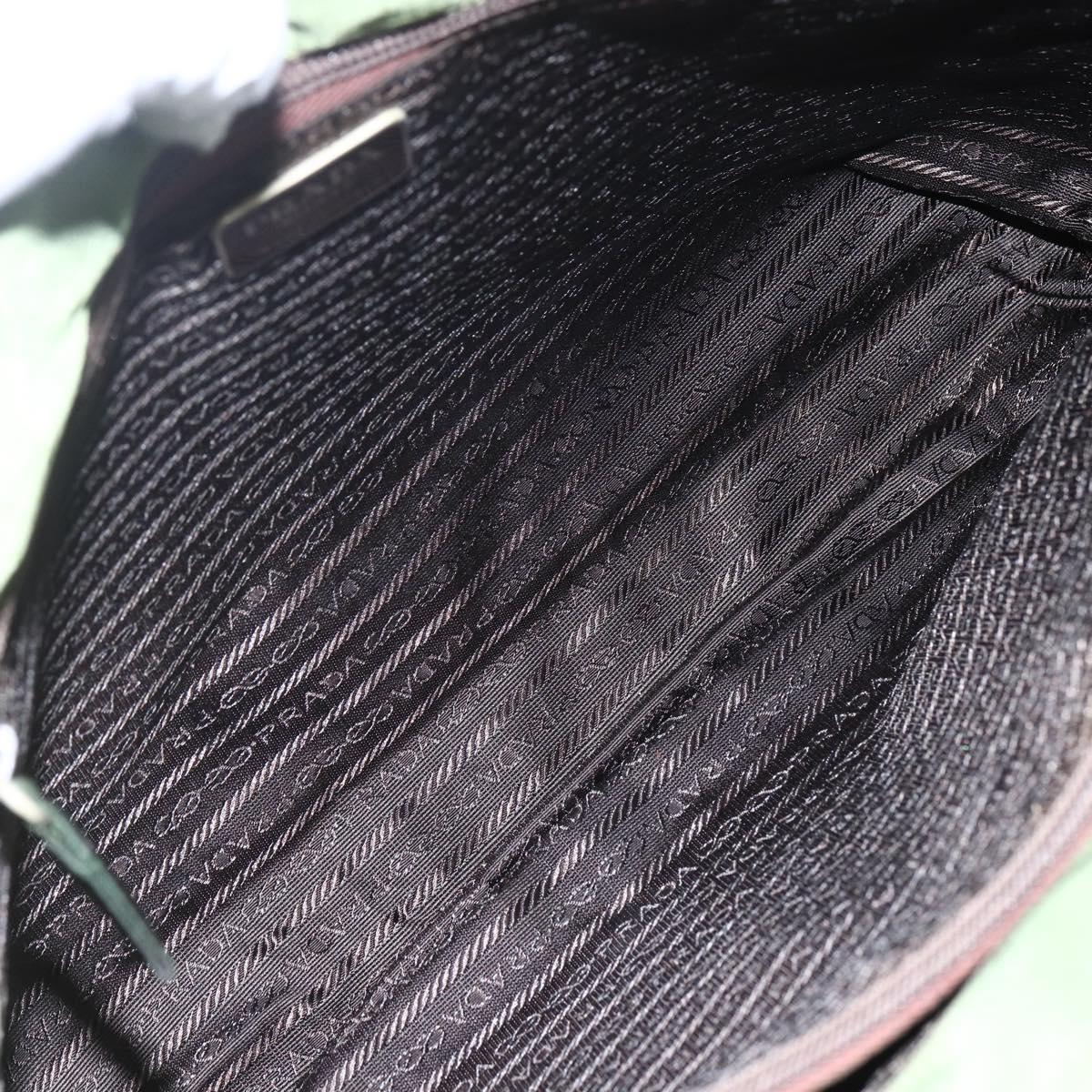 PRADA Tote Bag Nylon Khaki Silver Auth 152583