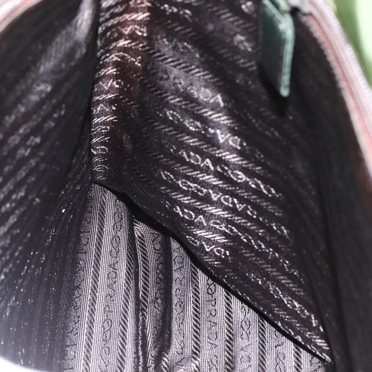 PRADA Tote Bag Nylon Khaki Silver Auth 152583