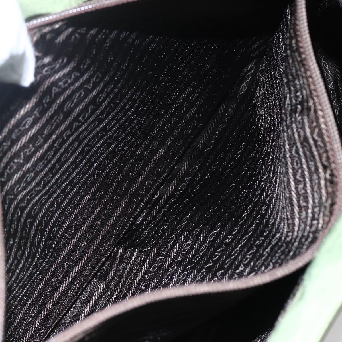 PRADA Tote Bag Nylon Khaki Silver Auth 152583