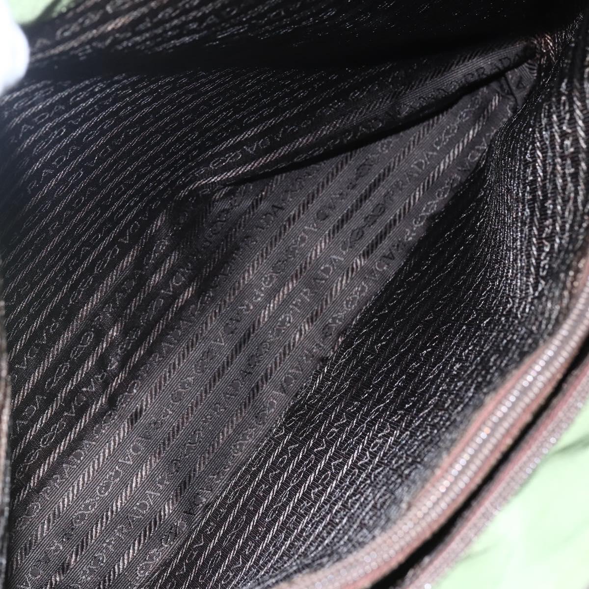 PRADA Tote Bag Nylon Khaki Silver Auth 152583