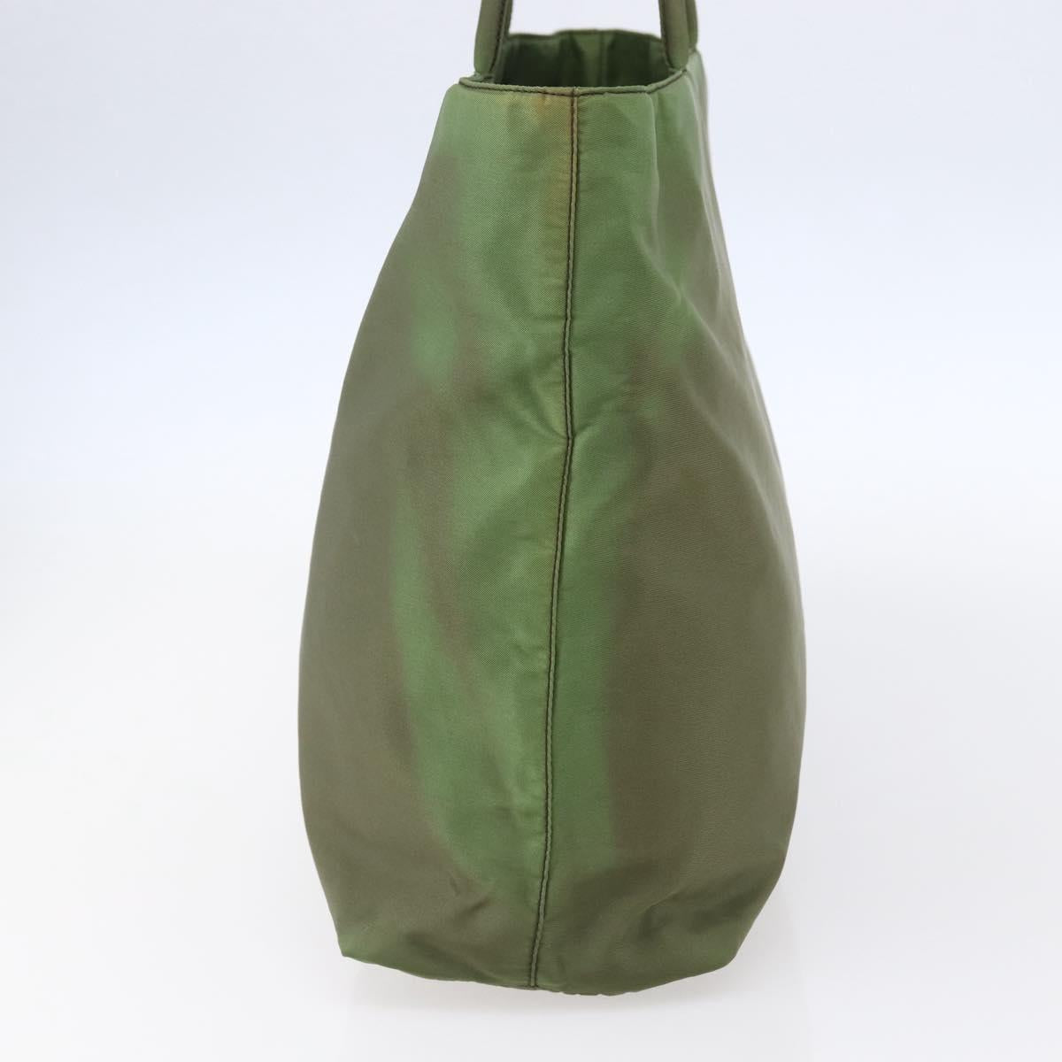 PRADA Tote Bag Nylon Khaki Silver Auth 152583