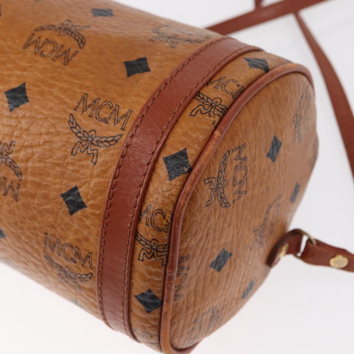 MCM Logogram Vicetos Shoulder Bag PVC Leather Brown Gold Auth 152584