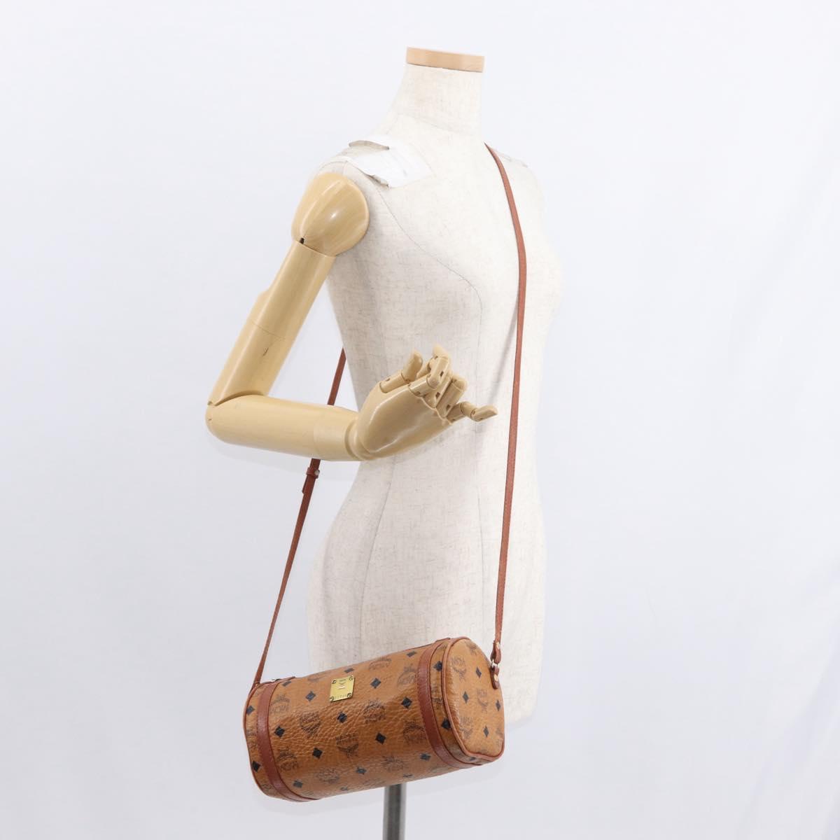 MCM Logogram Vicetos Shoulder Bag PVC Leather Brown Gold Auth 152584