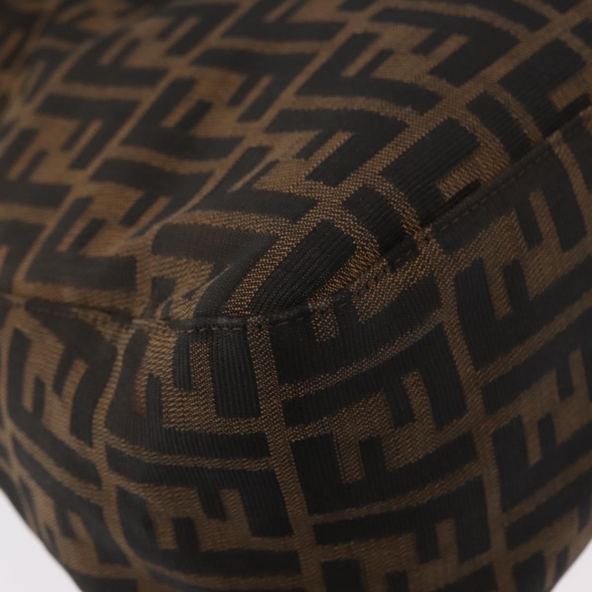 FENDI Zucca Canvas Mamma Baguette Shoulder Bag Black Brown Silver Auth 152586