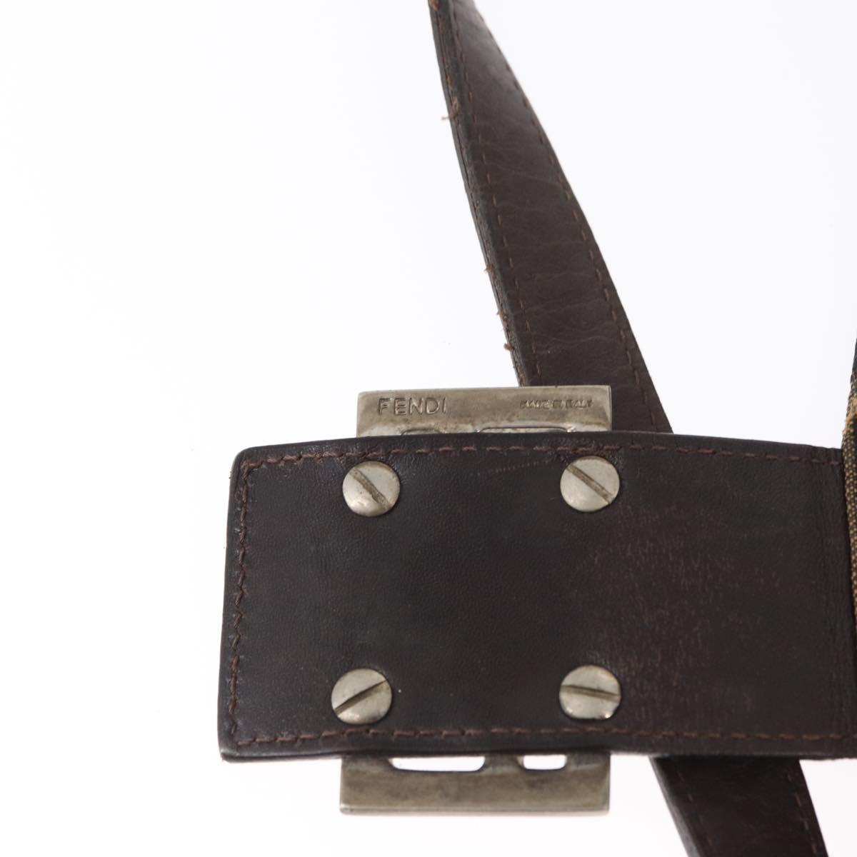 FENDI Zucca Canvas Mamma Baguette Shoulder Bag Black Brown Silver Auth 152586