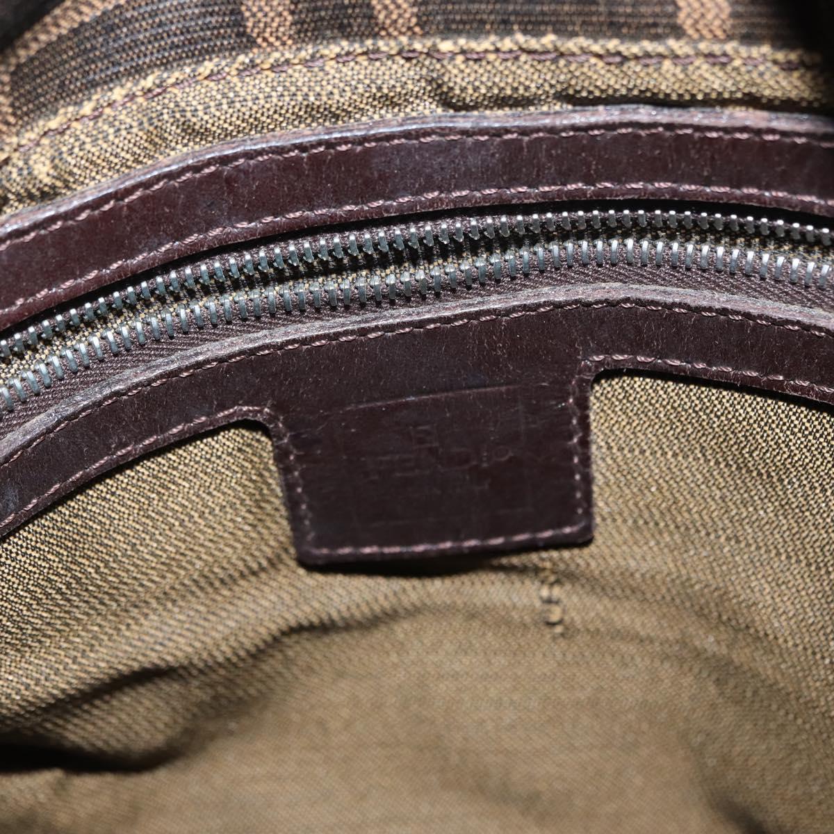 FENDI Zucca Canvas Mamma Baguette Shoulder Bag Black Brown Silver Auth 152586