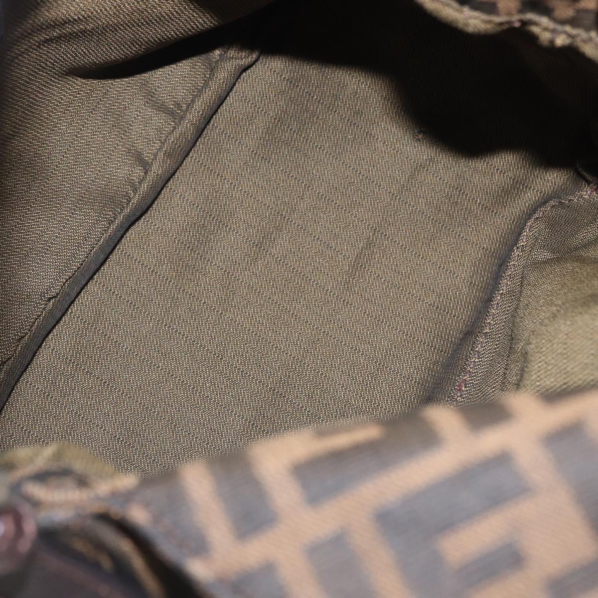 FENDI Zucca Canvas Mamma Baguette Shoulder Bag Black Brown Silver Auth 152586