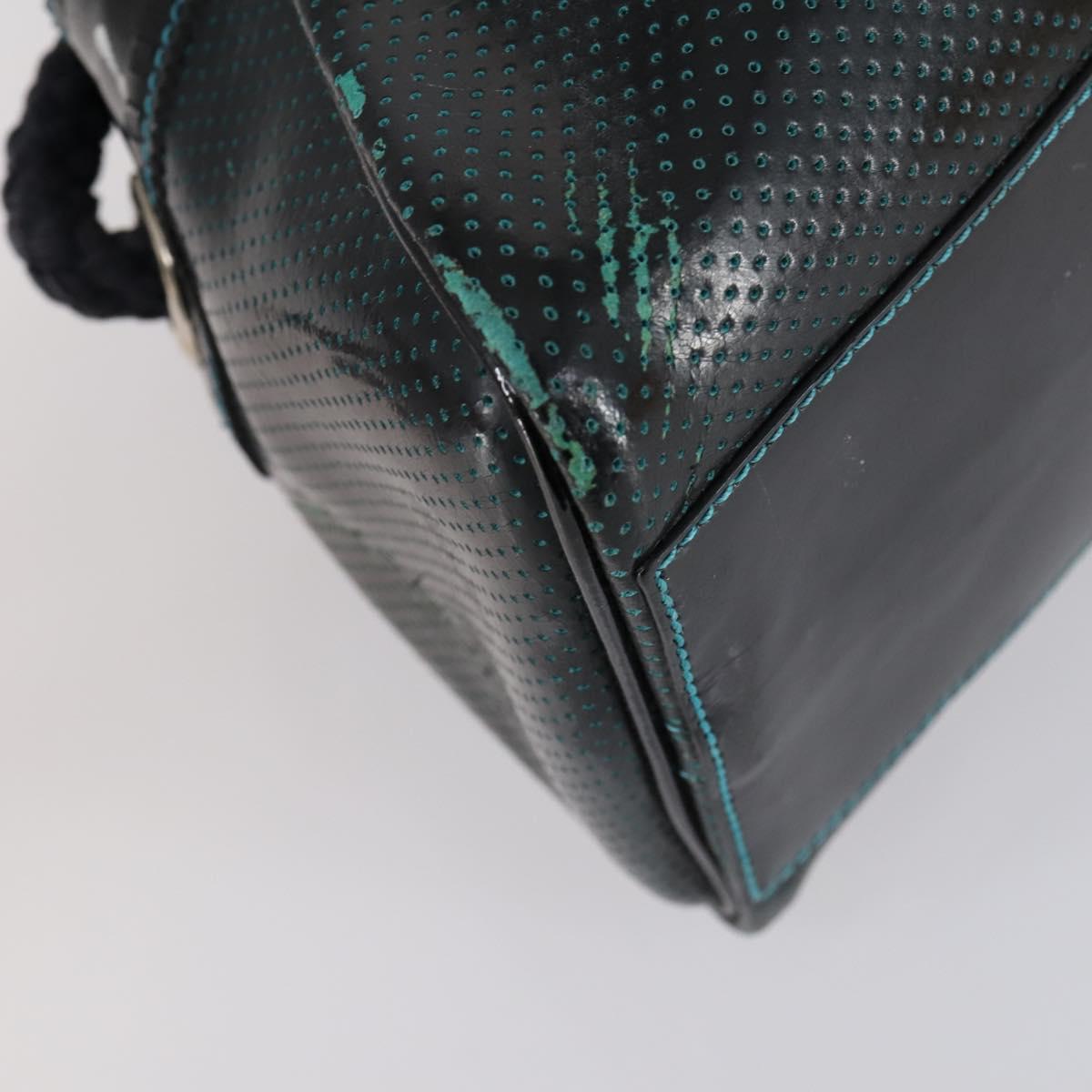 FENDI Etnico Tote Bag Enamel Black Silver Auth 152587