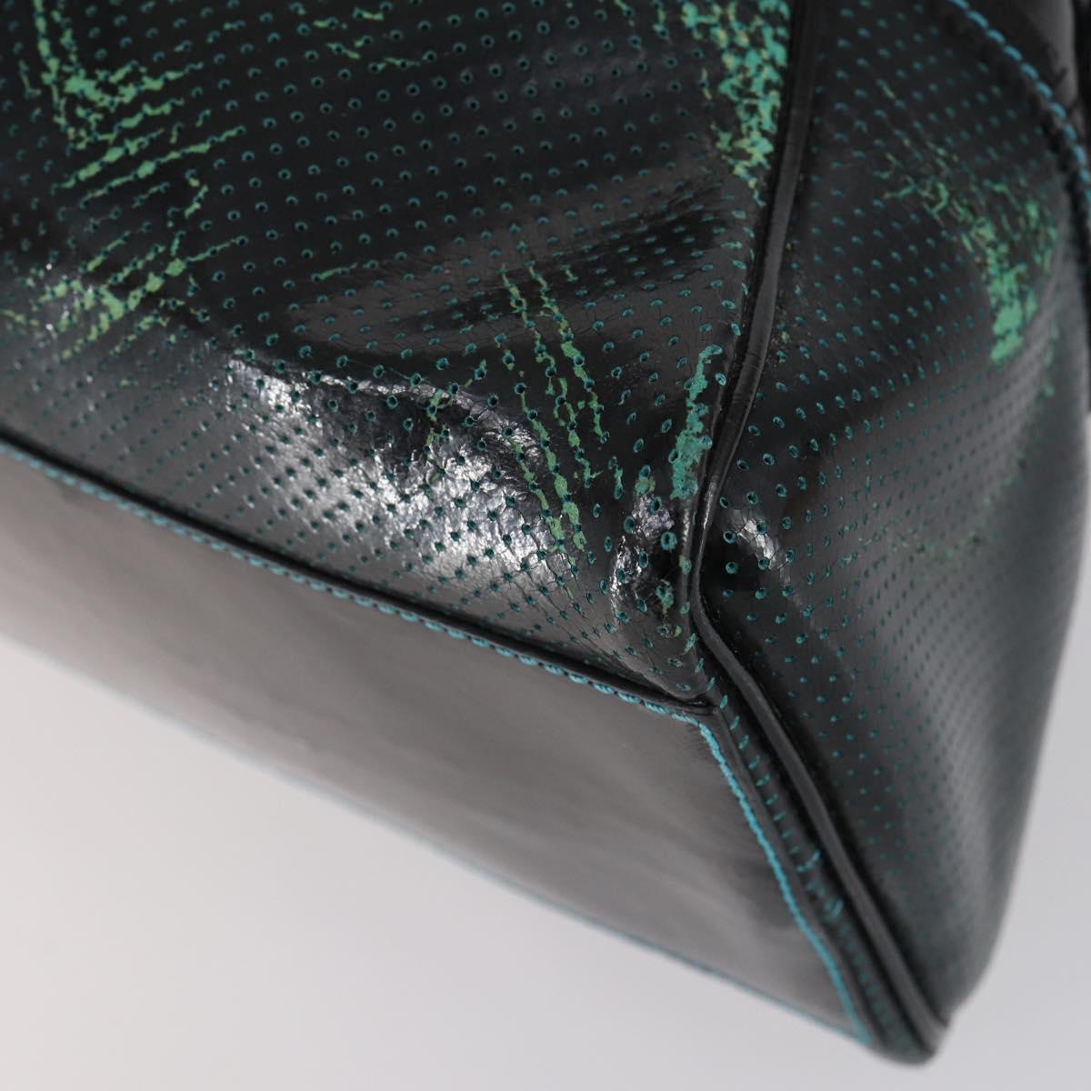 FENDI Etnico Tote Bag Enamel Black Silver Auth 152587