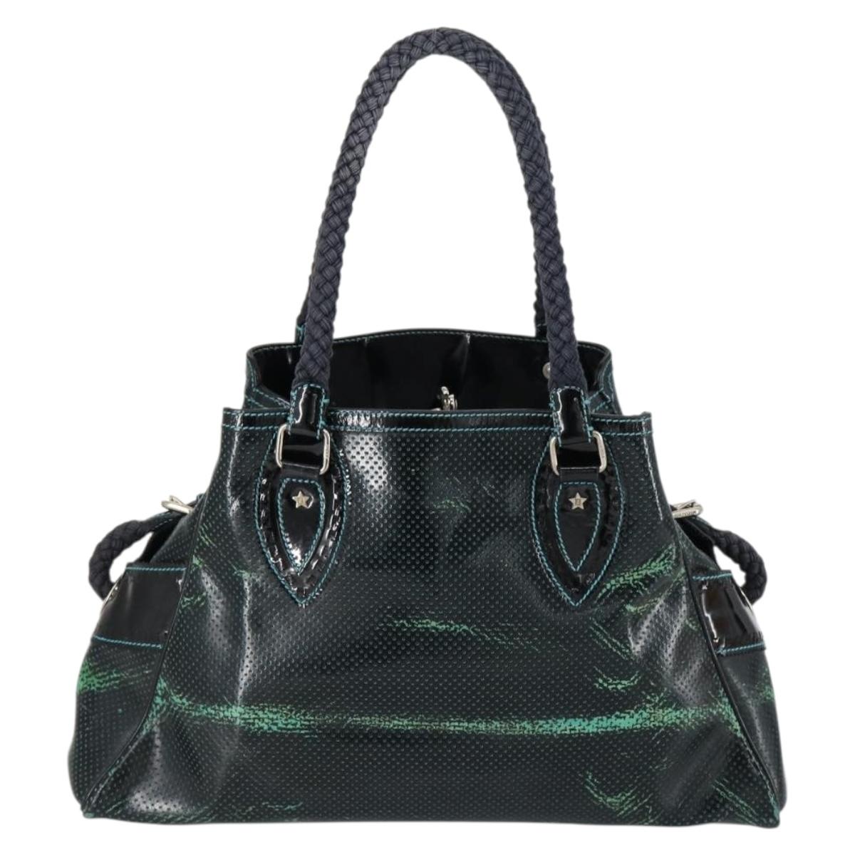 FENDI Etnico Tote Bag Enamel Black Silver Auth 152587