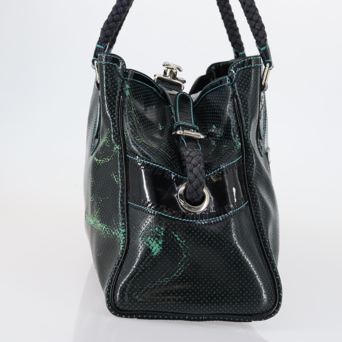 FENDI Etnico Tote Bag Enamel Black Silver Auth 152587