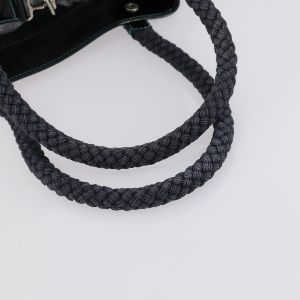 FENDI Etnico Tote Bag Enamel Black Silver Auth 152587