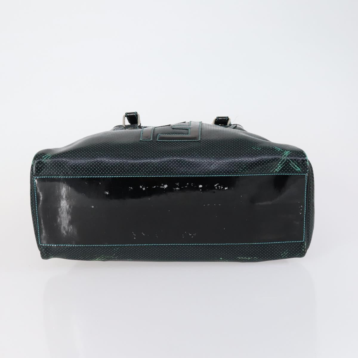 FENDI Etnico Tote Bag Enamel Black Silver Auth 152587