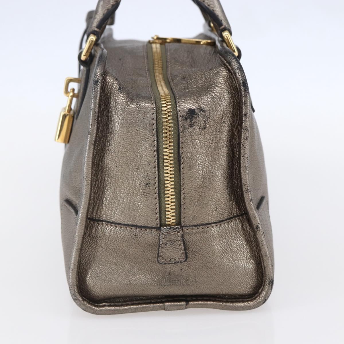 LOEWE Anagram Americana 28 Hand Bag Leather Gold Auth 152592