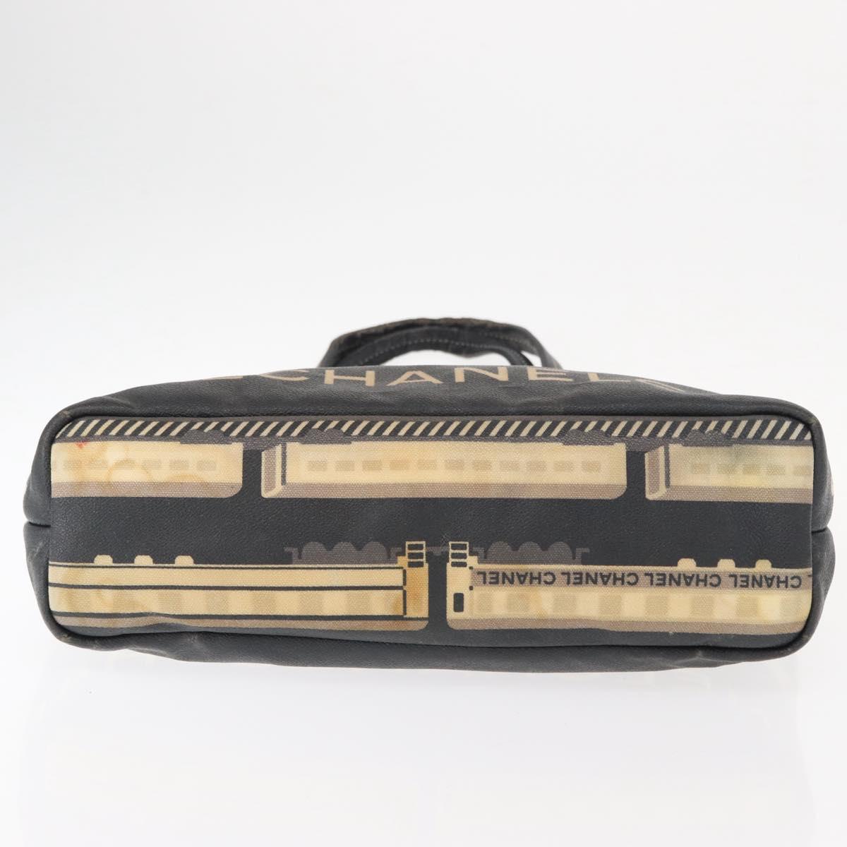 CHANEL Central Station Tote Bag PVC Canvas Black Silver CC Auth 152594