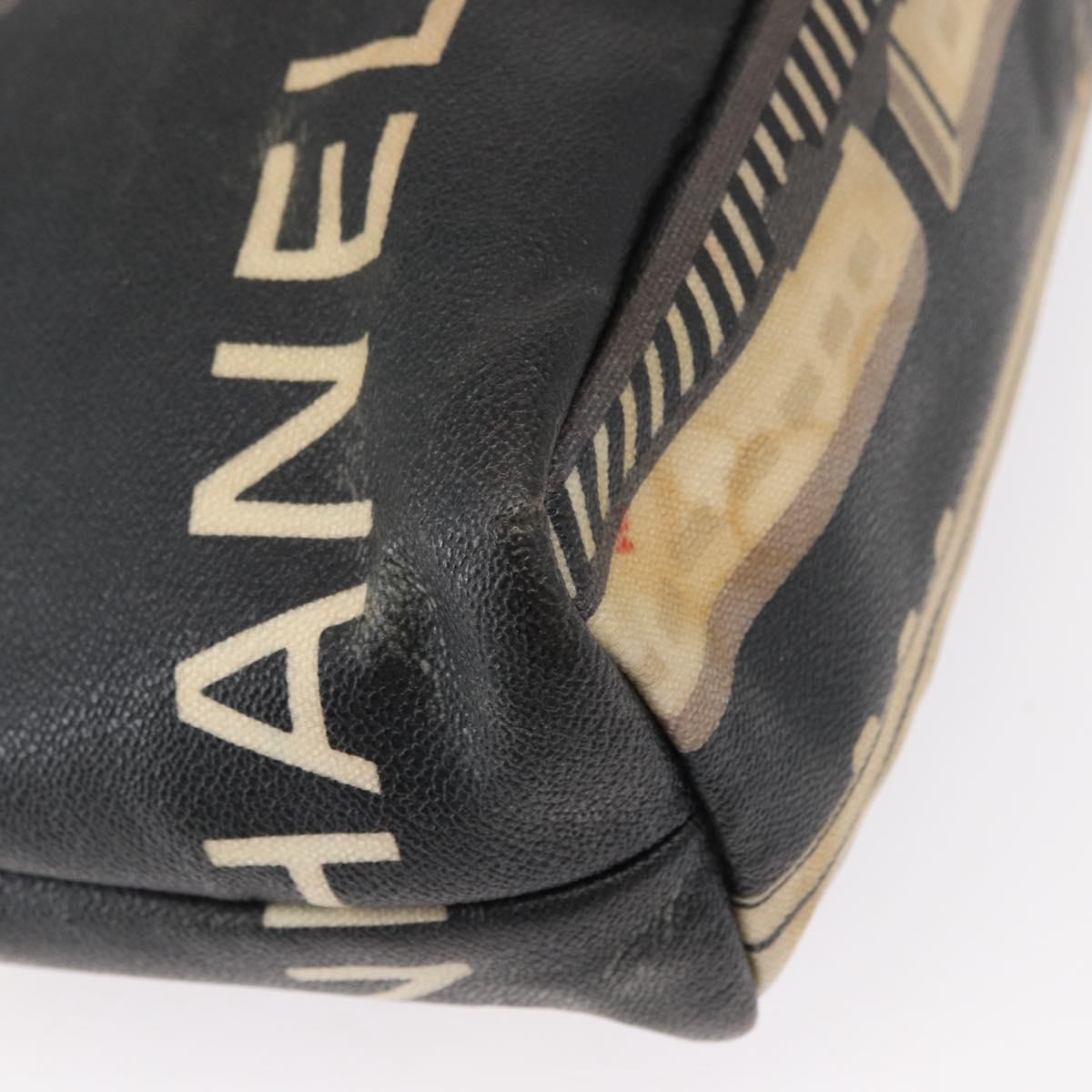 CHANEL Central Station Tote Bag PVC Canvas Black Silver CC Auth 152594