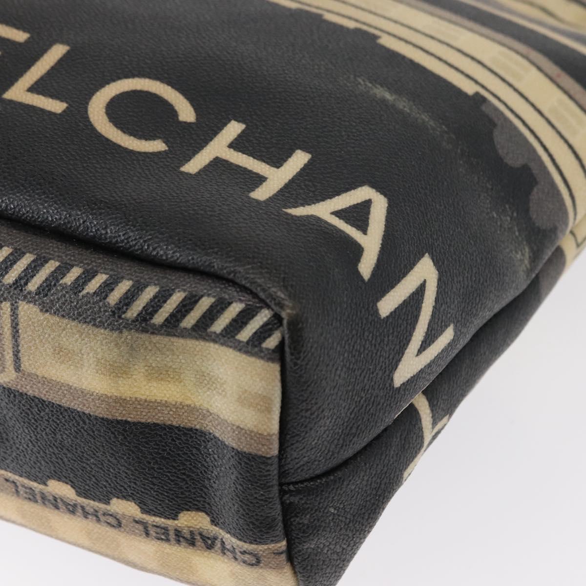 CHANEL Central Station Tote Bag PVC Canvas Black Silver CC Auth 152594