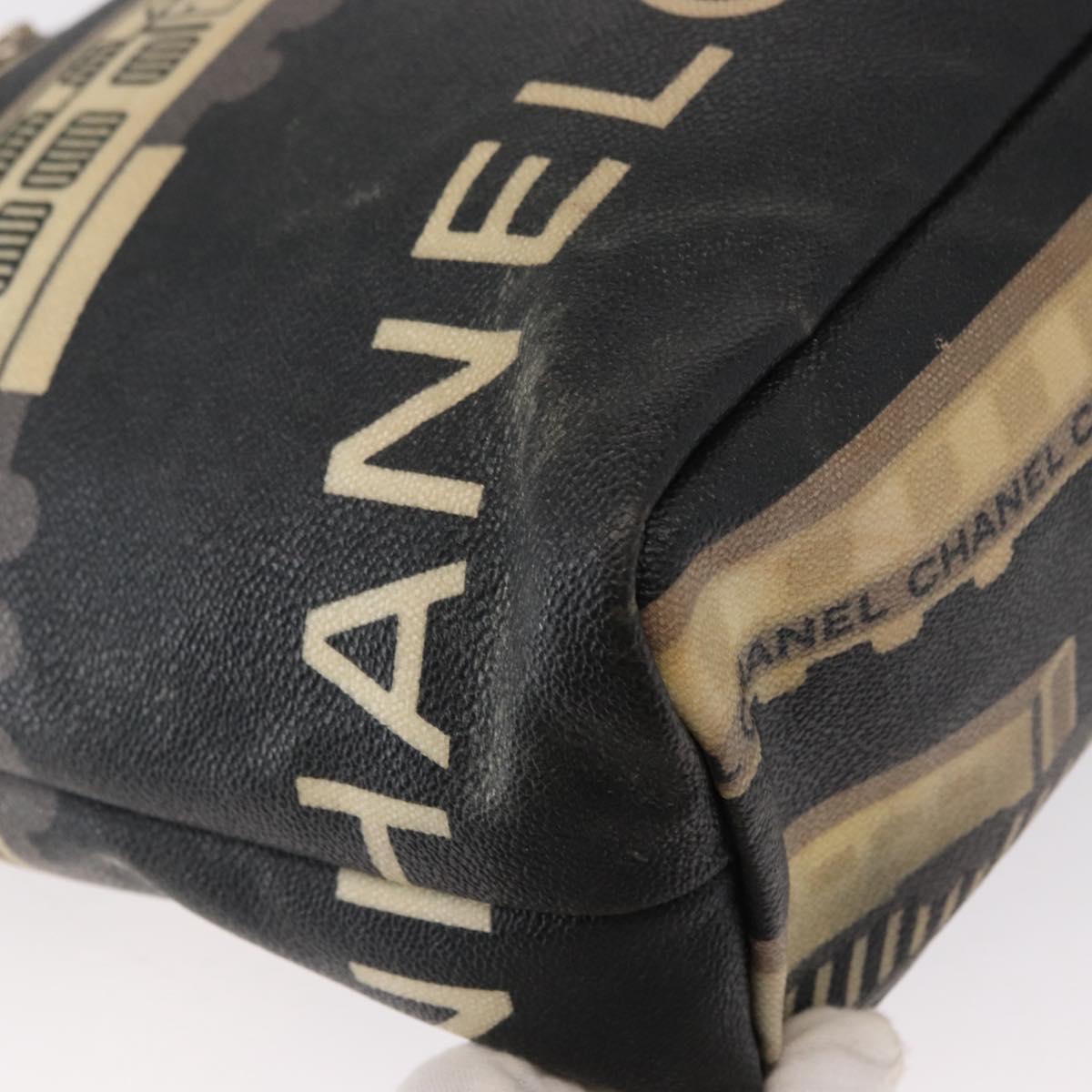 CHANEL Central Station Tote Bag PVC Canvas Black Silver CC Auth 152594