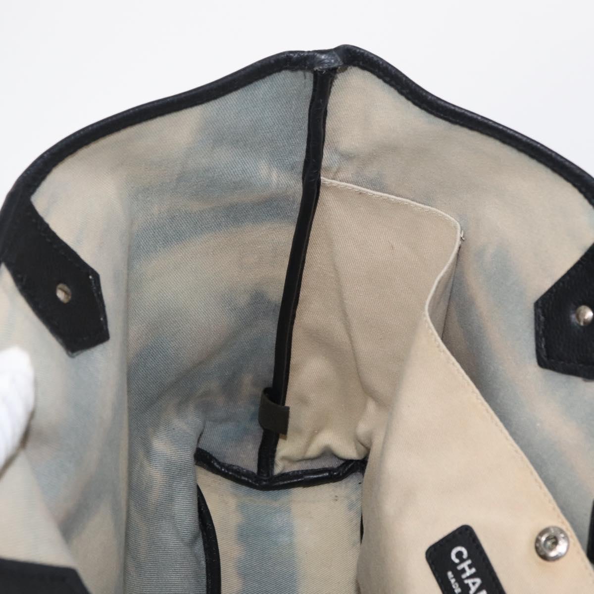 CHANEL Central Station Tote Bag PVC Canvas Black Silver CC Auth 152594