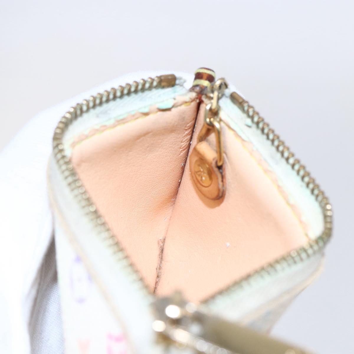 LOUIS VUITTON Monogram Multicolor Pochette Cles Purse White M92655 Auth 152602