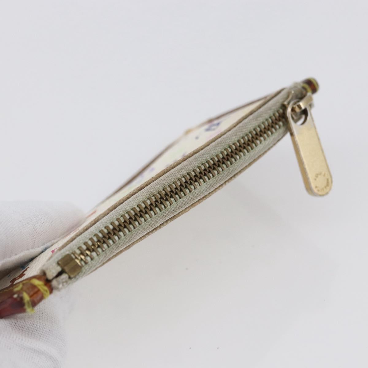 LOUIS VUITTON Monogram Multicolor Pochette Cles Purse White M92655 Auth 152602