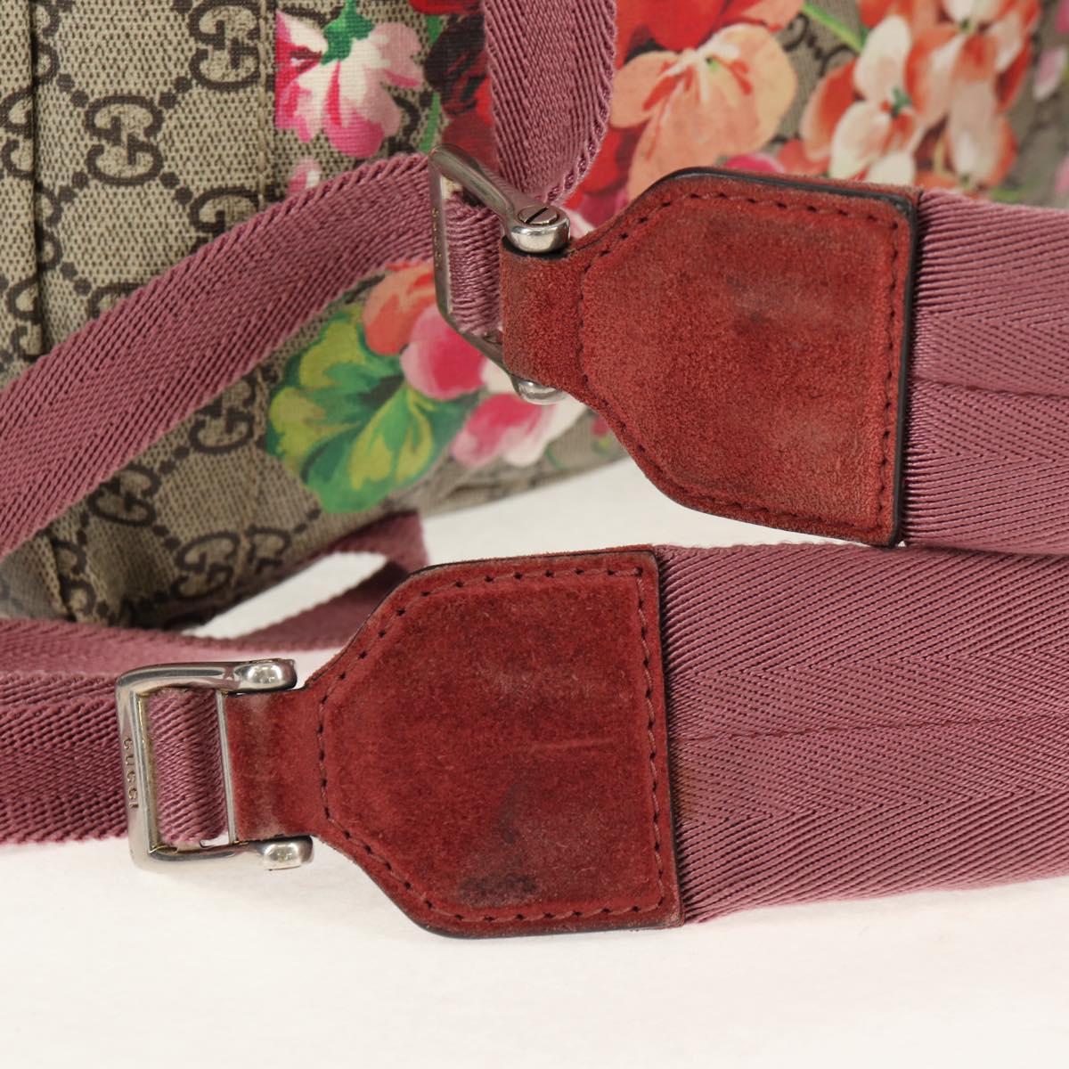 GUCCI GG Blooms Backpack PVC Beige Silver 405019 Auth 152607A