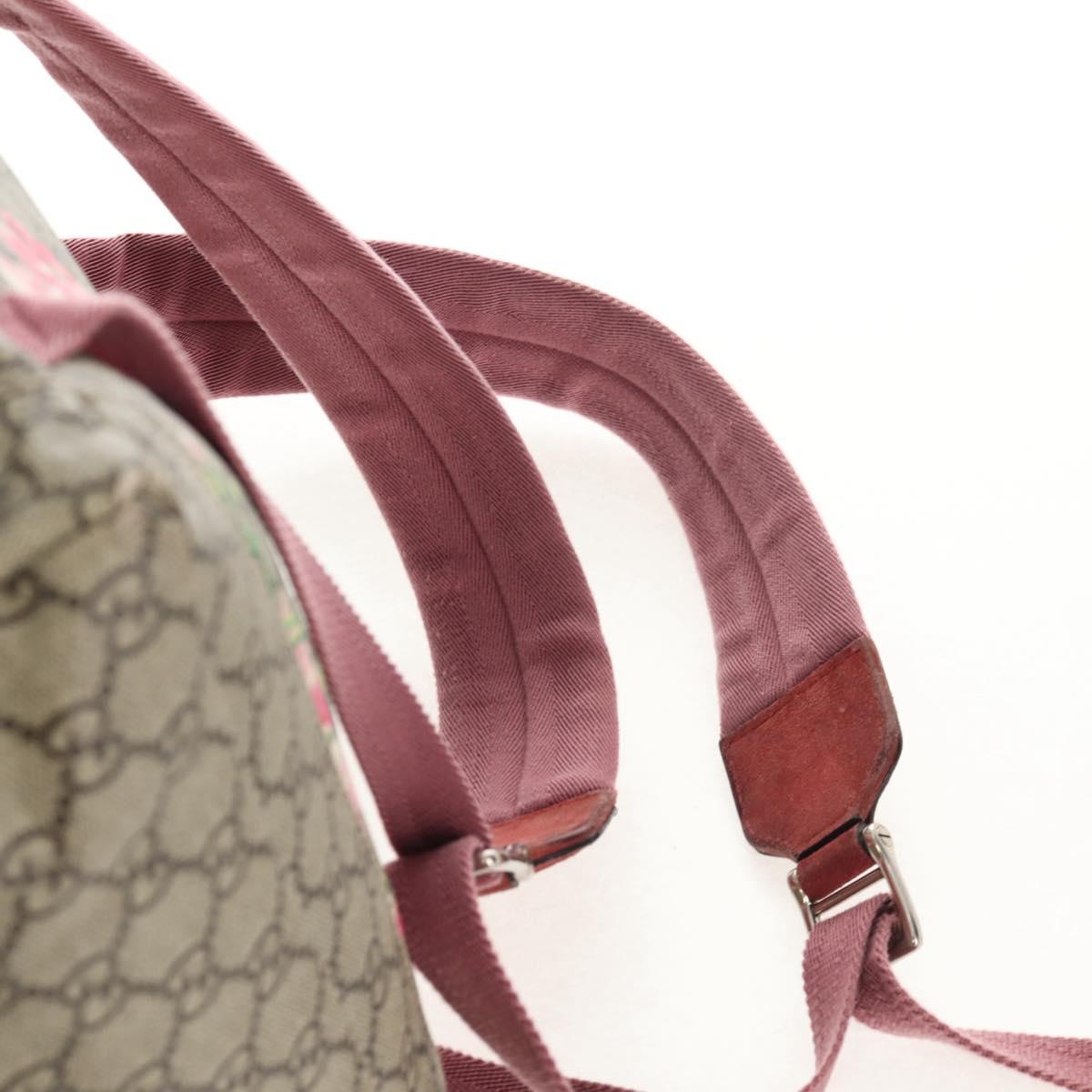 GUCCI GG Blooms Backpack PVC Beige Silver 405019 Auth 152607A