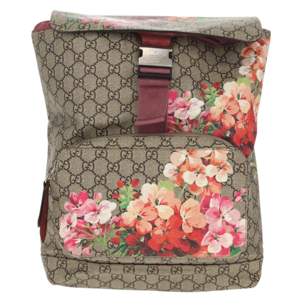 GUCCI GG Blooms Backpack PVC Beige Silver 405019 Auth 152607V