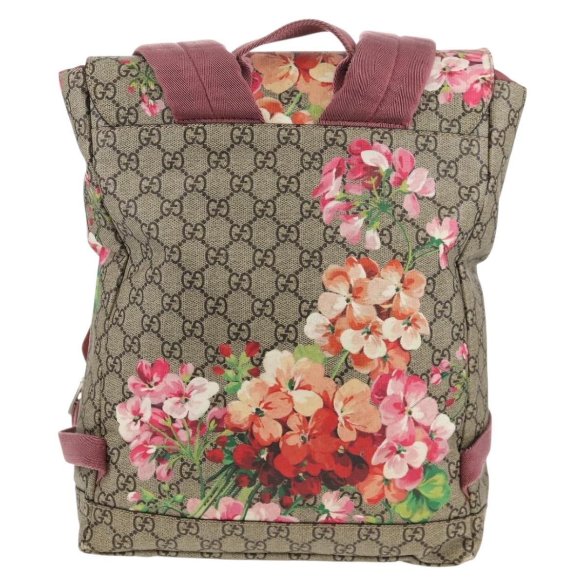 GUCCI GG Blooms Backpack PVC Beige Silver 405019 Auth 152607V