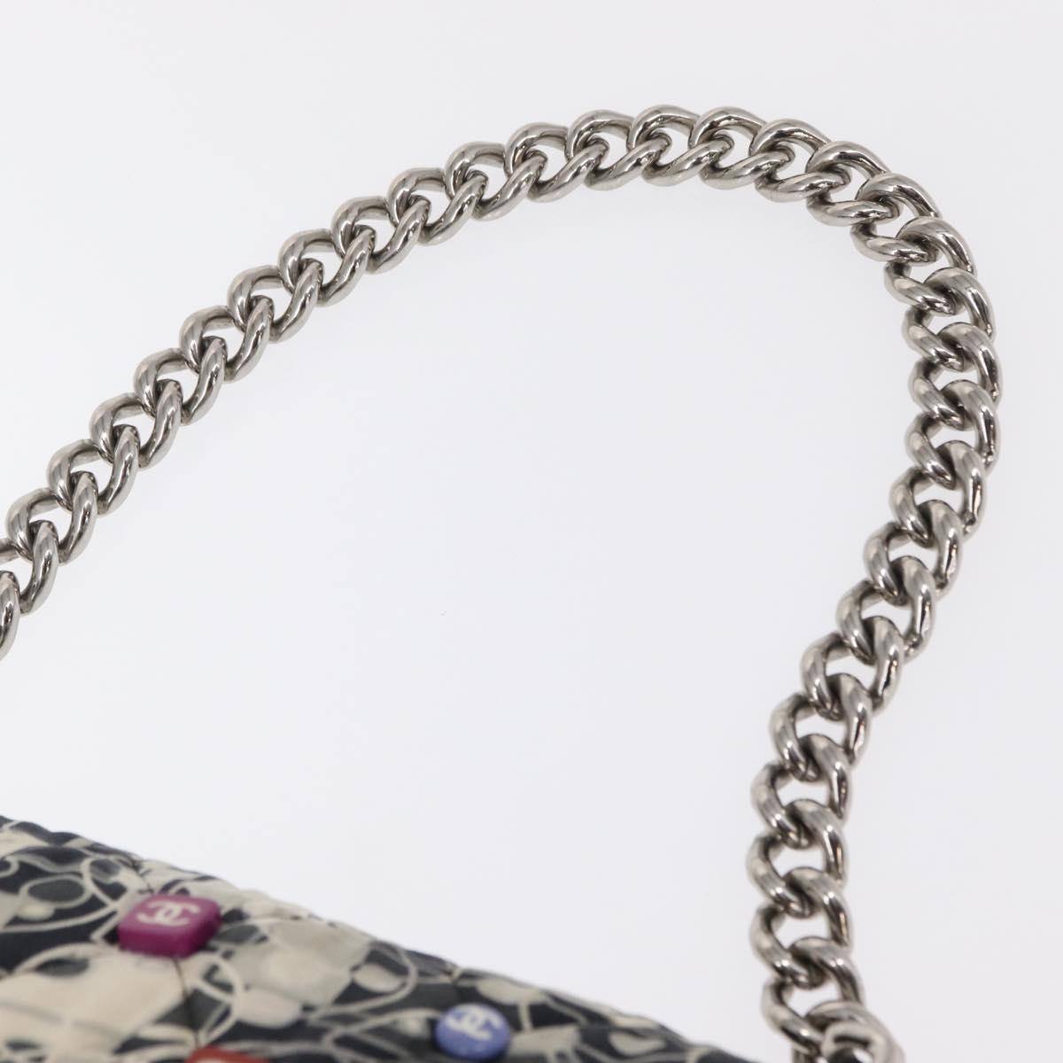 CHANEL Matelasse Chain Shoulder Bag Satin Black Silver CC Auth 152608A