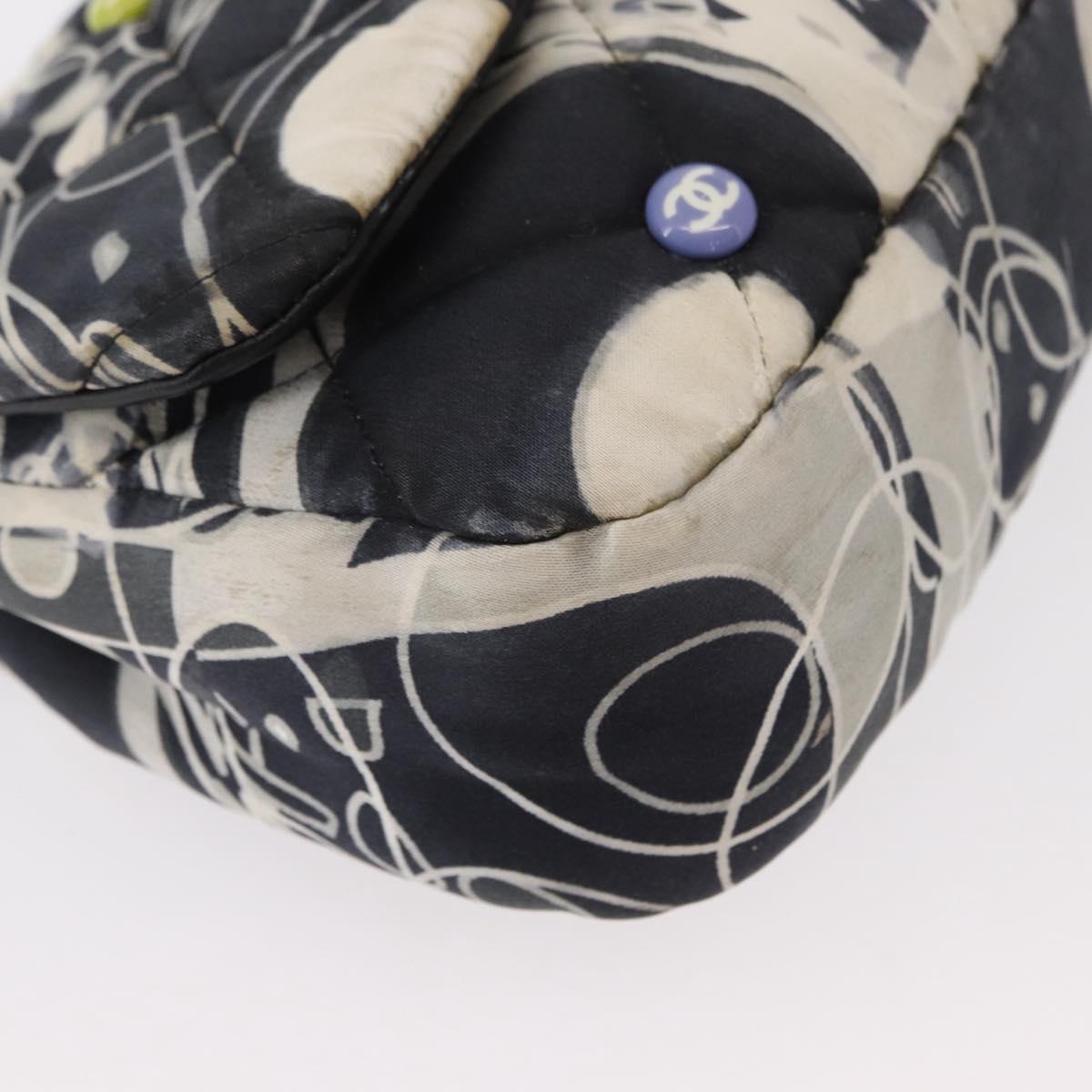 CHANEL Matelasse Chain Shoulder Bag Satin Black Silver CC Auth 152608A