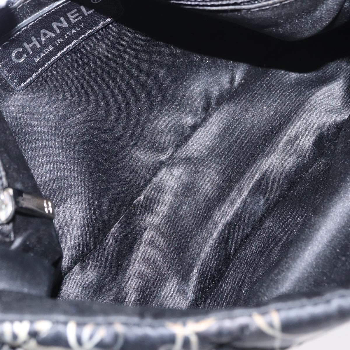 CHANEL Matelasse Chain Shoulder Bag Satin Black Silver CC Auth 152608A