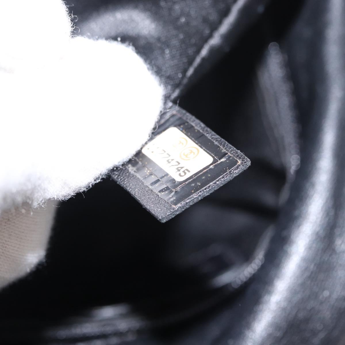 CHANEL Matelasse Chain Shoulder Bag Satin Black Silver CC Auth 152608A