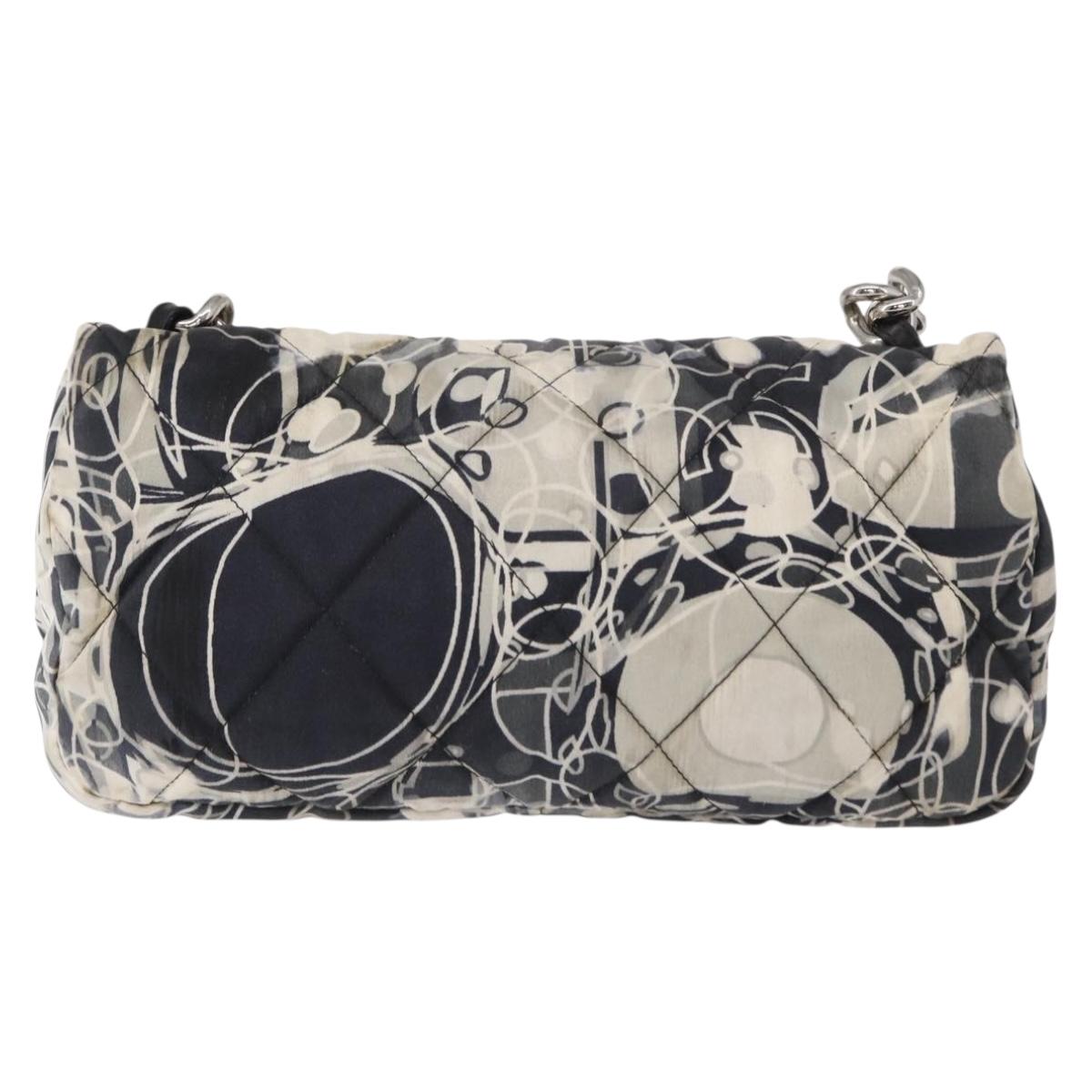 CHANEL Matelasse Chain Shoulder Bag Satin Black Silver CC Auth 152608A